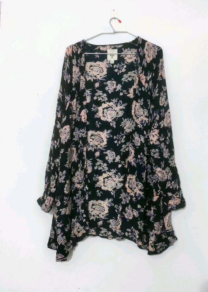 Navy Blue Floral Shrug