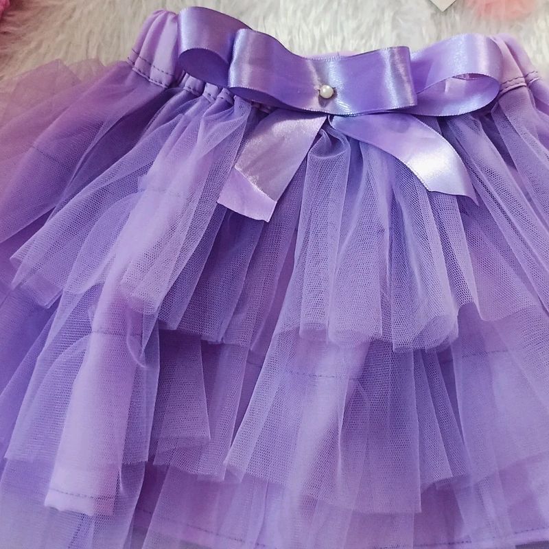 Soft Net Layer Ruffled Skirt