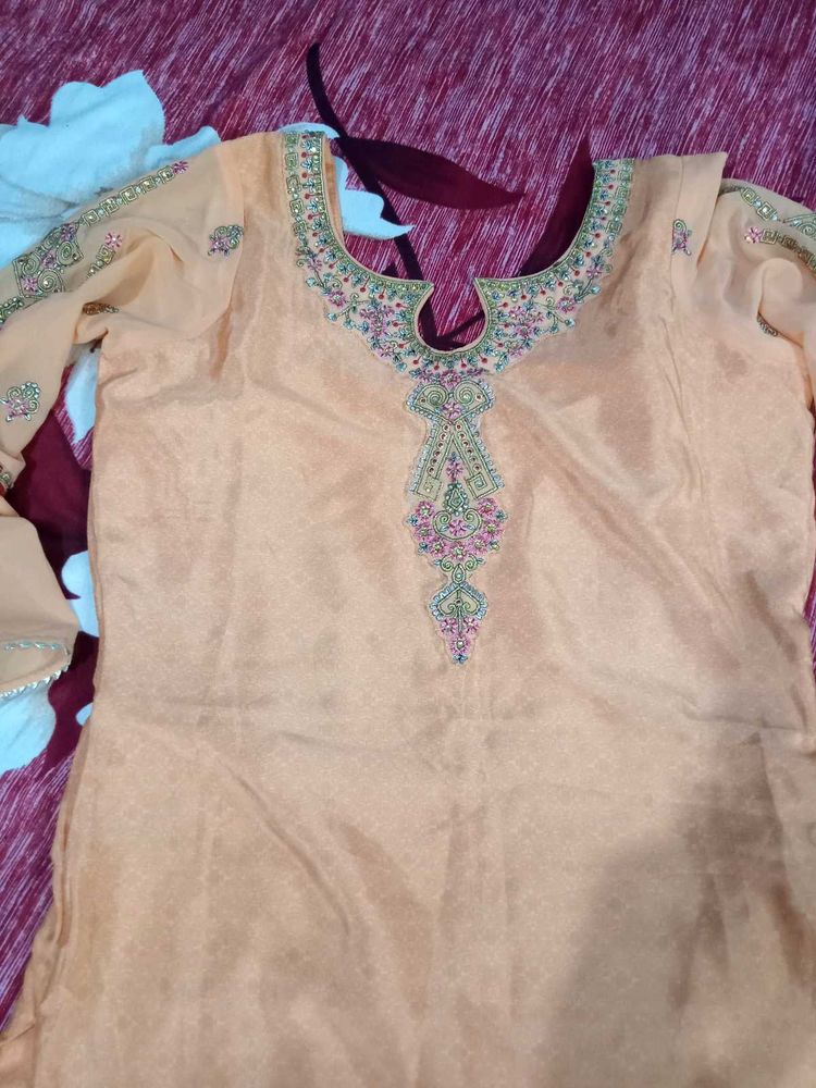 Orange Colour Suit With Banarasi Dupatta