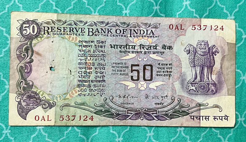 50rs Without Flag Signed By Kr Puri Rare