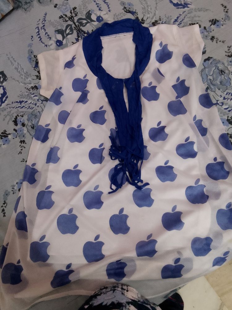 Beautiful Blue Apple Print Top