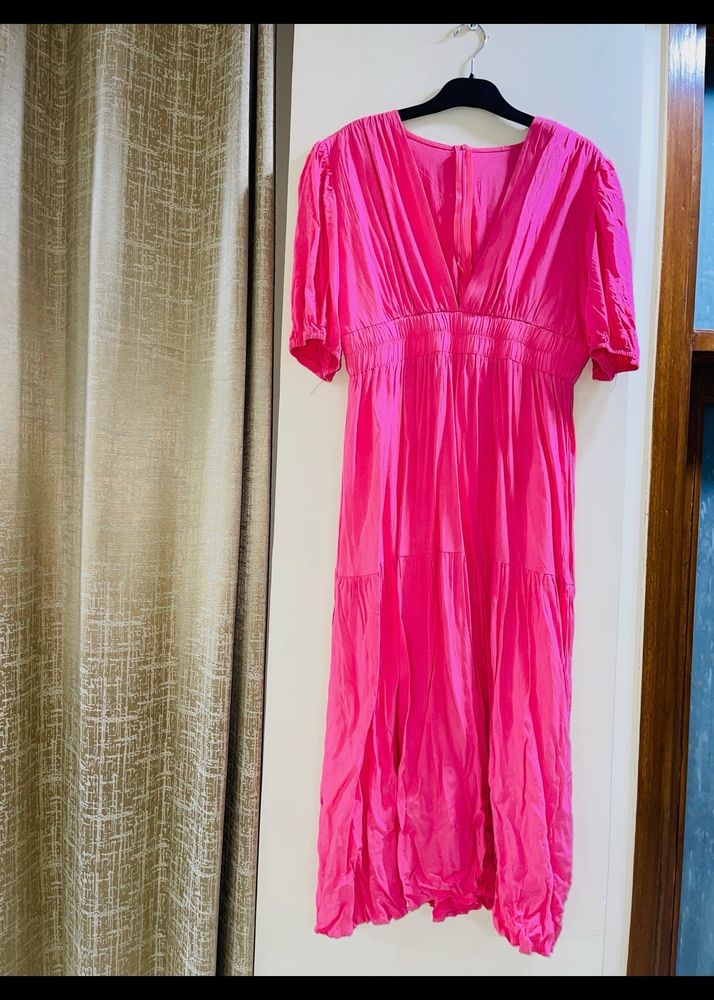 Pink V Neck Dress