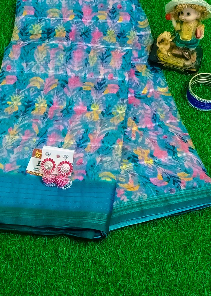 Lenin cotton saree with floral design