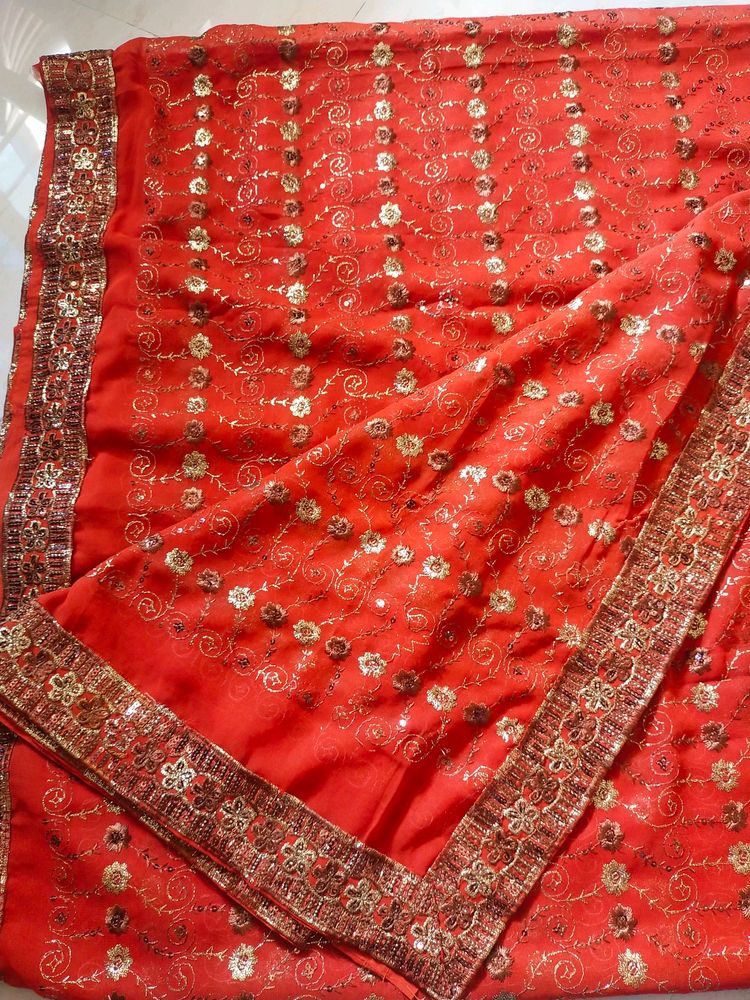 Jari Embroidered Saree Without Blouse Piece