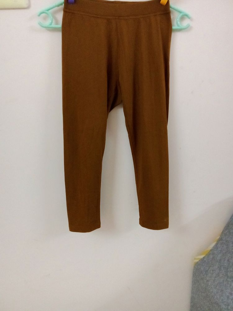 Girls Regular Leggings(Solid Brown Color)