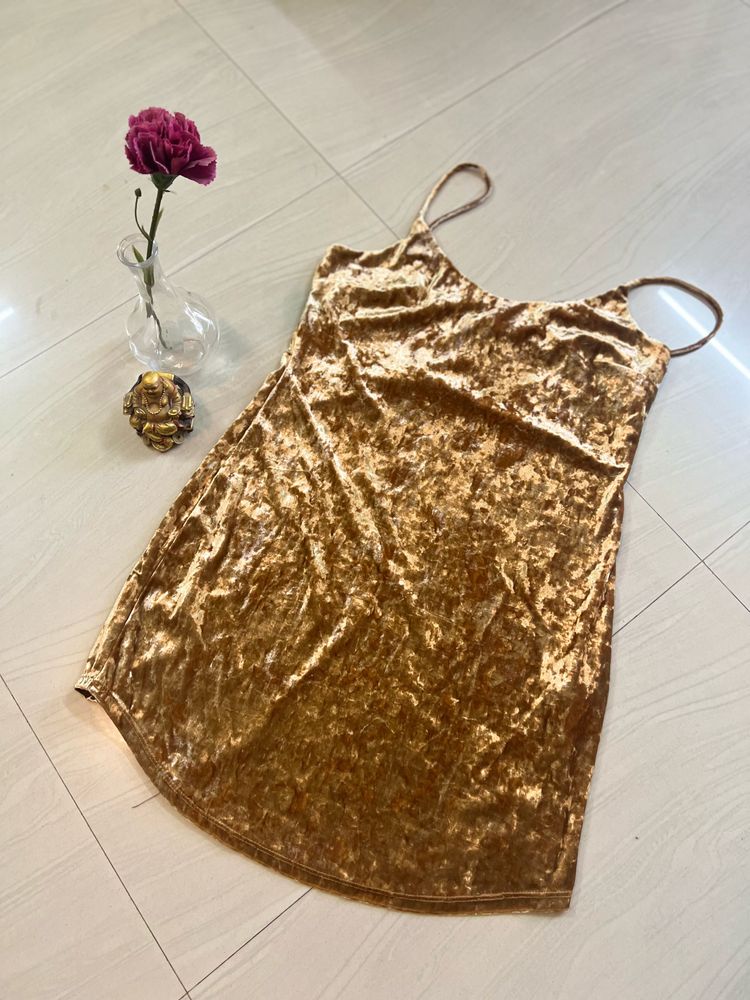 Golden Shimmer Bodycon Dress