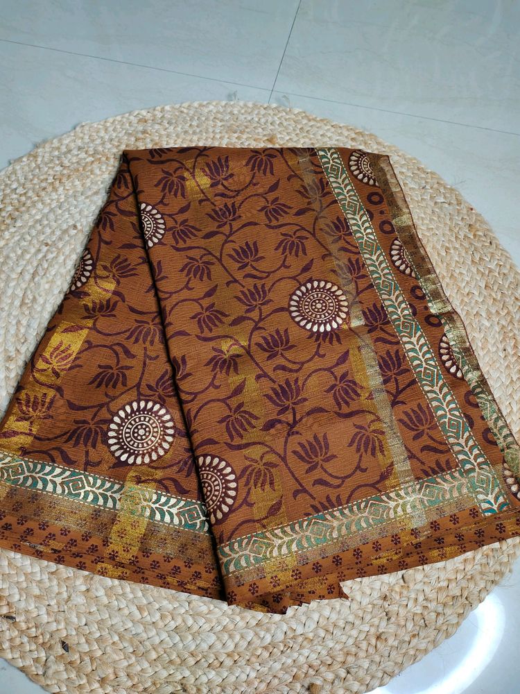 Brown Print Saree