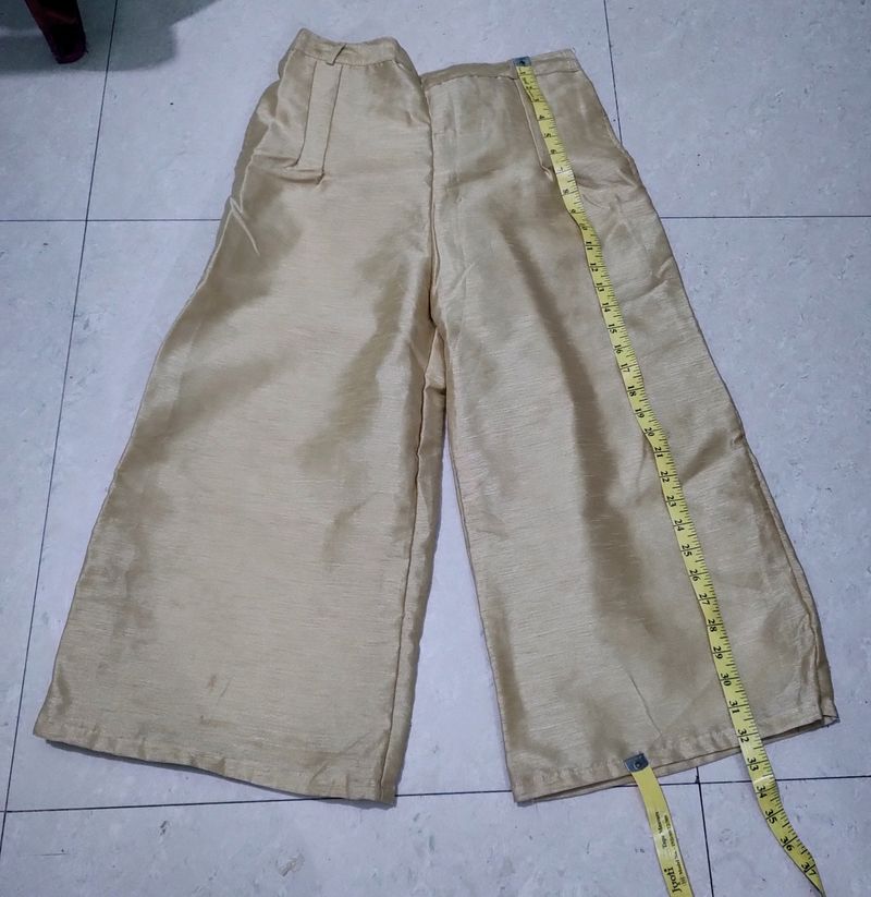Beautiful Golden Plazo Pant With Inner Lining