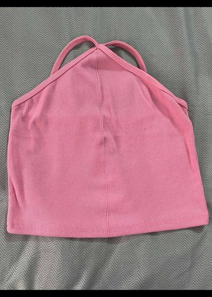 HOT PINK HALTER NECK TANK TOP