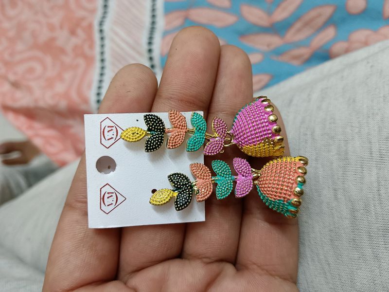 Dome Shaped Leaf Design Jumka Earrings