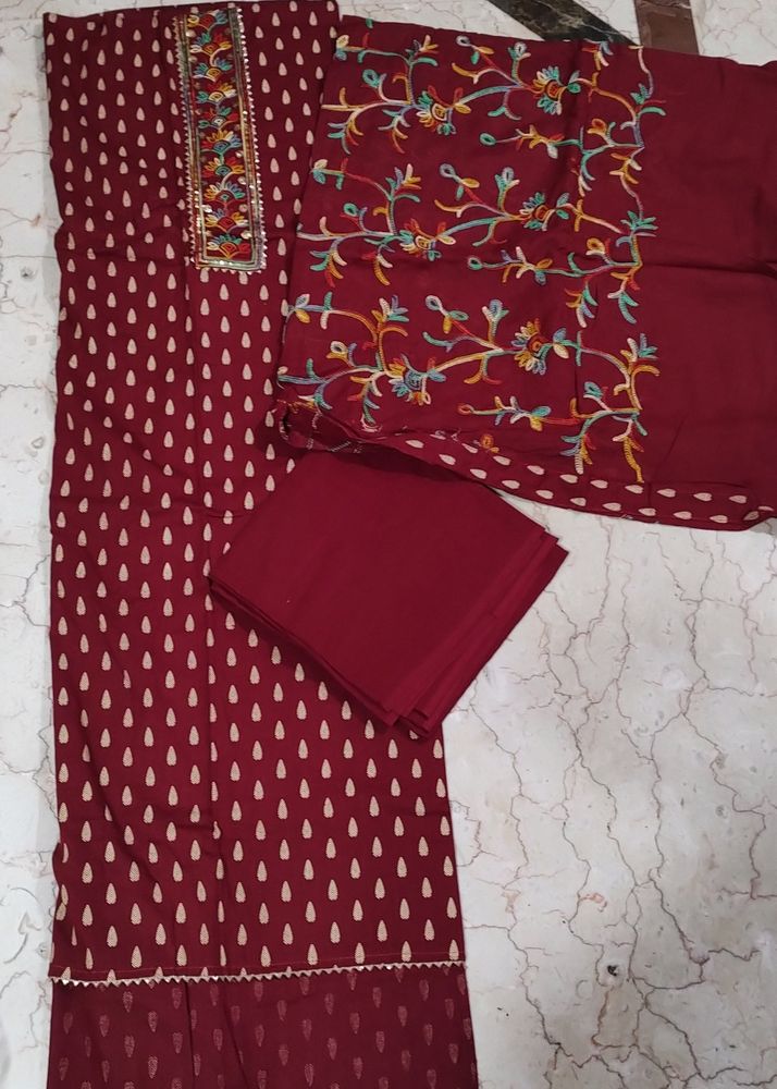 Cotton Suit With Full Embroidered Dupatta