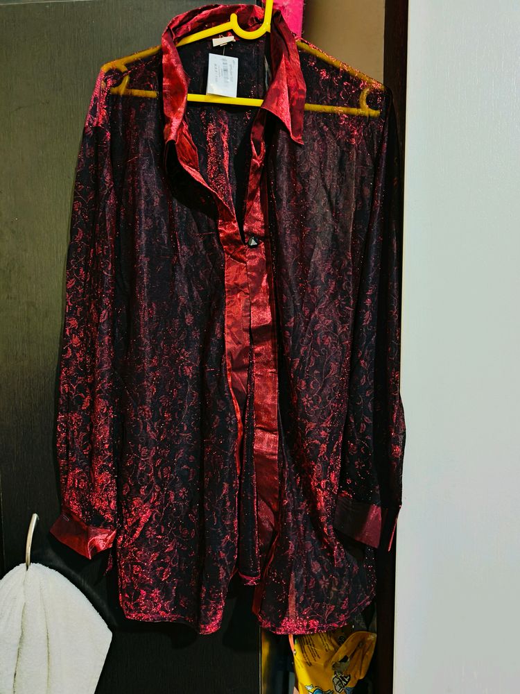 Beautiful Maroon Party Wear Shrug For Plus Size