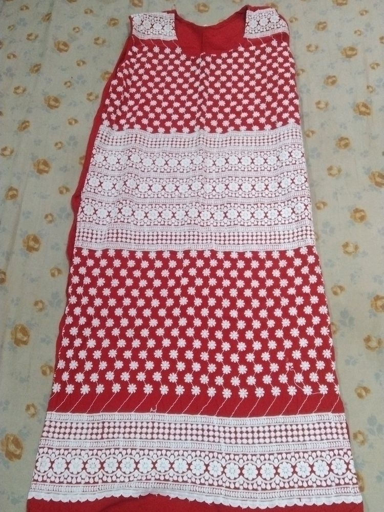 Pure Cotton Kurti With Chickenkari Design