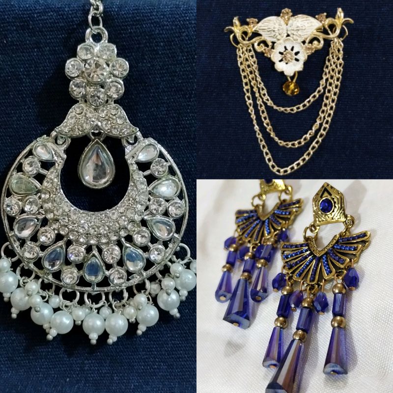 Earrings, Mangtika And Brooch