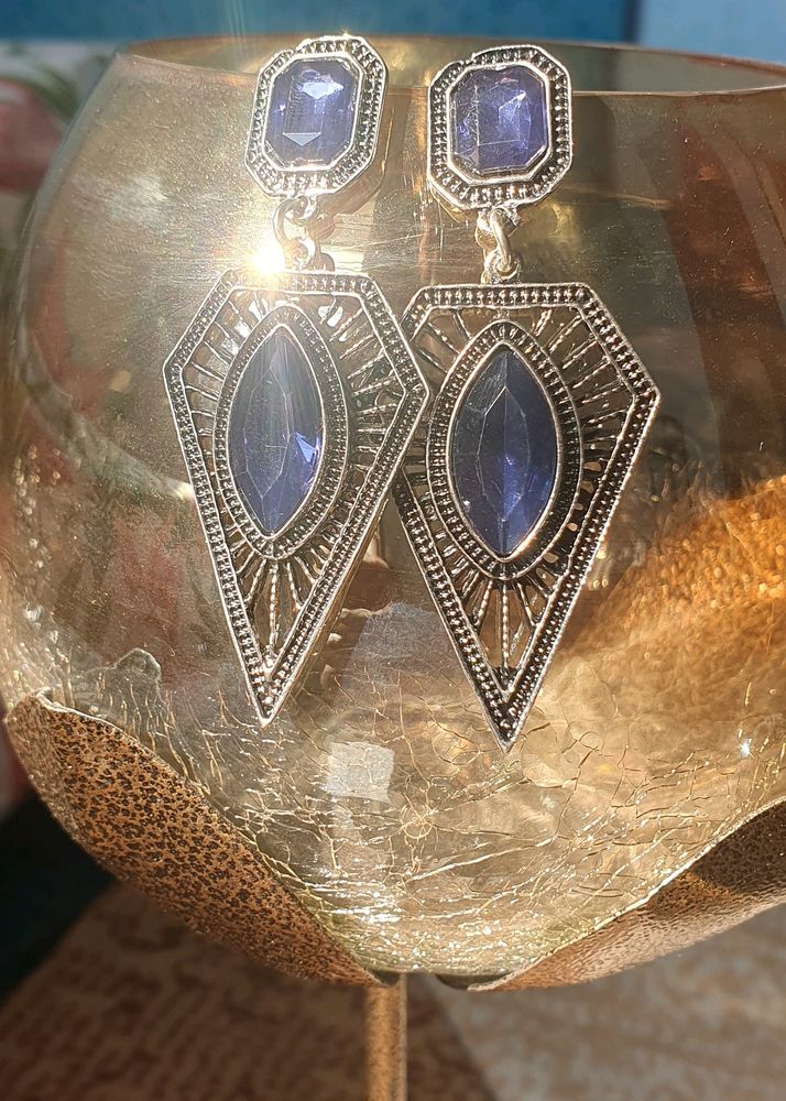 Beautiful Blue Oxidized Dangling Women Earing