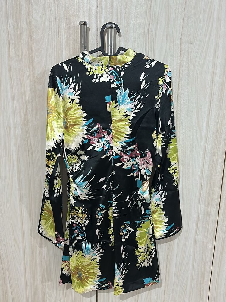 Zara Black Printed Mini Dress