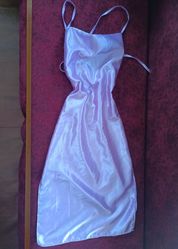 Satin Lavender Shiny Dress For Women
