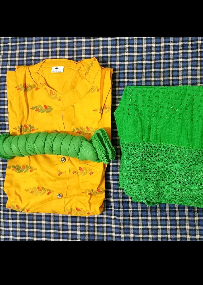 Cotton Kurti With Chiken Kari Pant