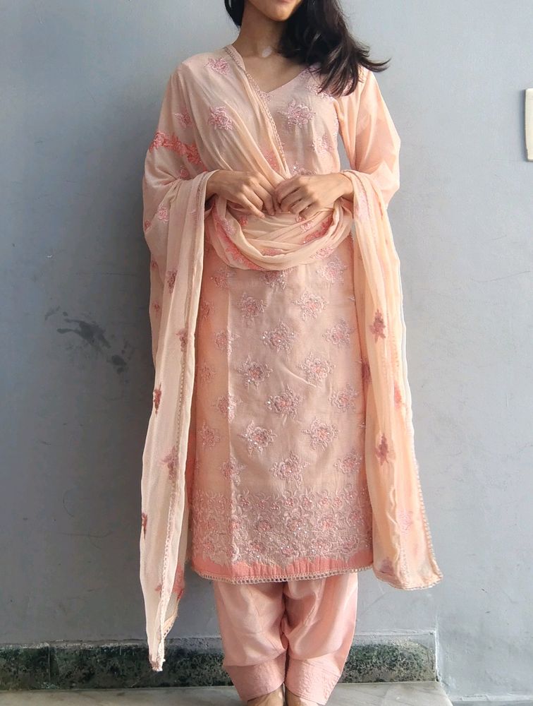 Very Beautiful Peach Colour Full Salwar Suit