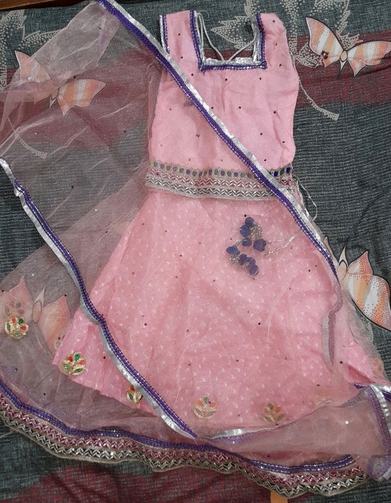 Pink Lehenga For Kids