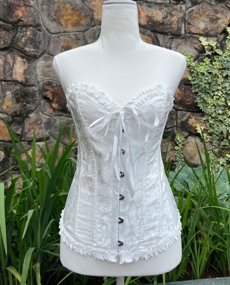 White Textured Corset Top