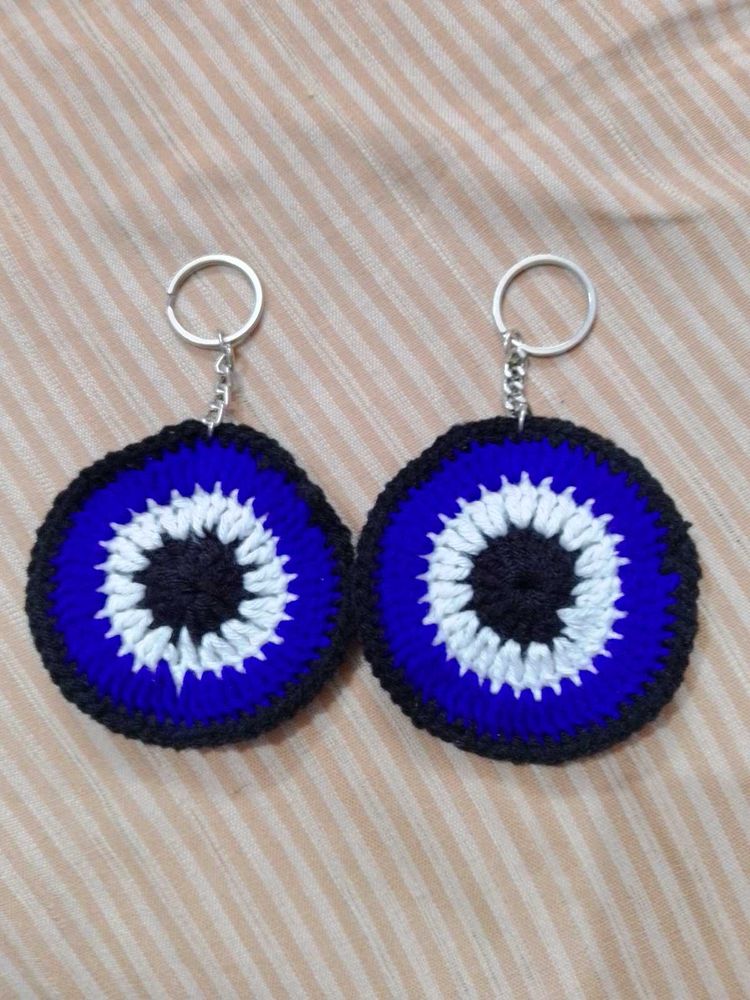 Crochet Evil Eye Keychain