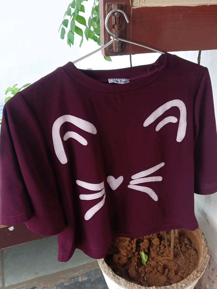 Maroon Mickey Tshirt For Women