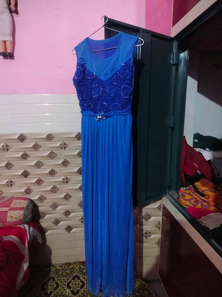 Party Wear Dress In Blue Colour.