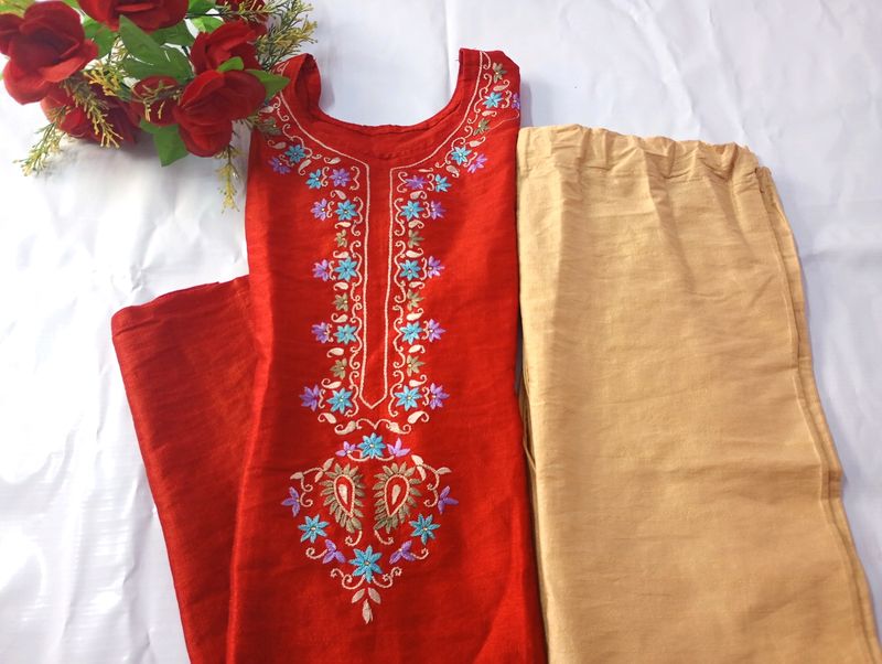 Hand Embroidery Kurti With Salwar👗