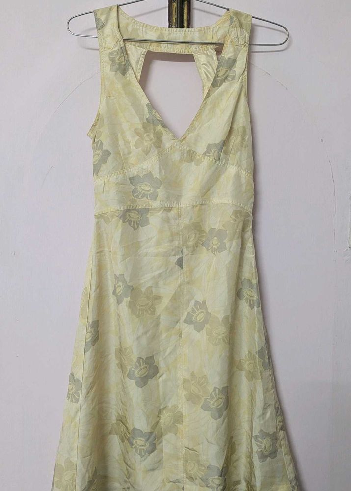 Yellow Cream Satin Dress