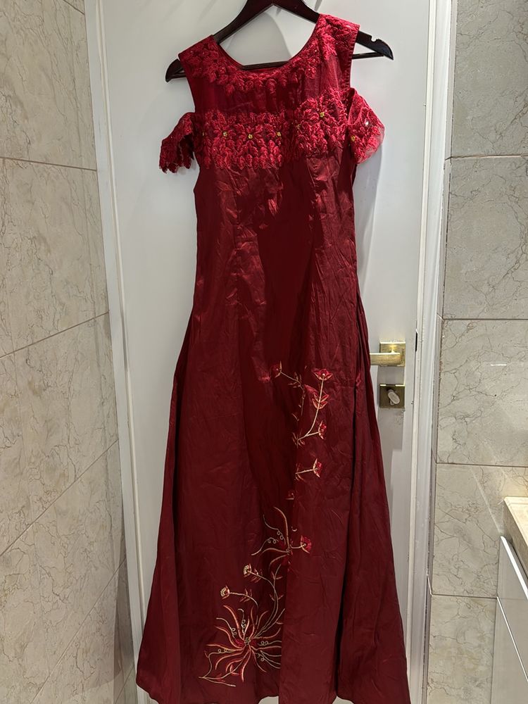 Maroon Ethnic Gown 32 Size