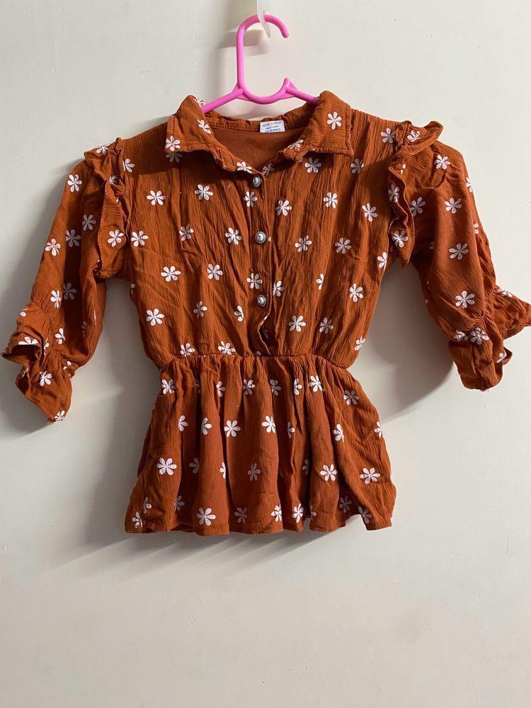 Floral Printed Rust Color Top (women’s)