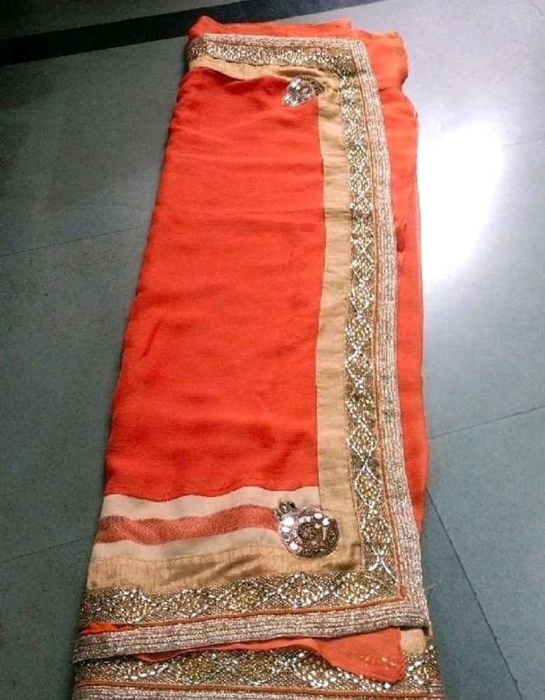 Orange Saree With Blouse