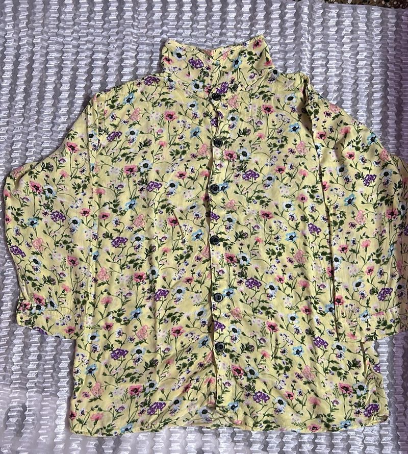 Yellow Floral Print Shirt