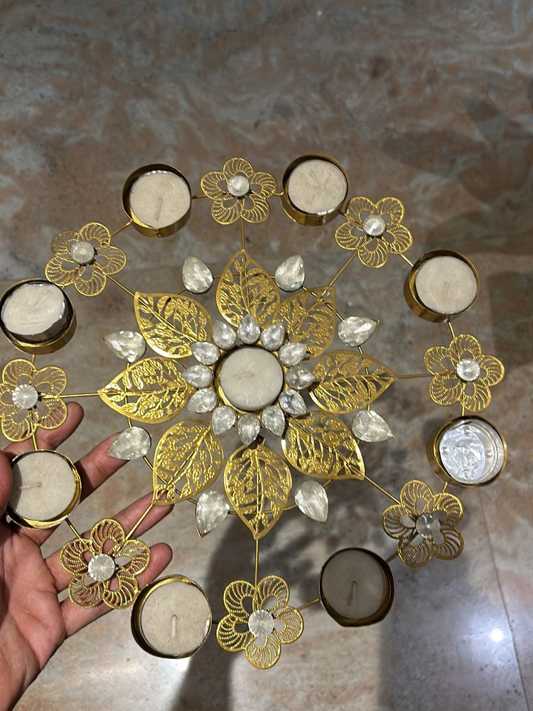 Diwali Golden Candle Stand