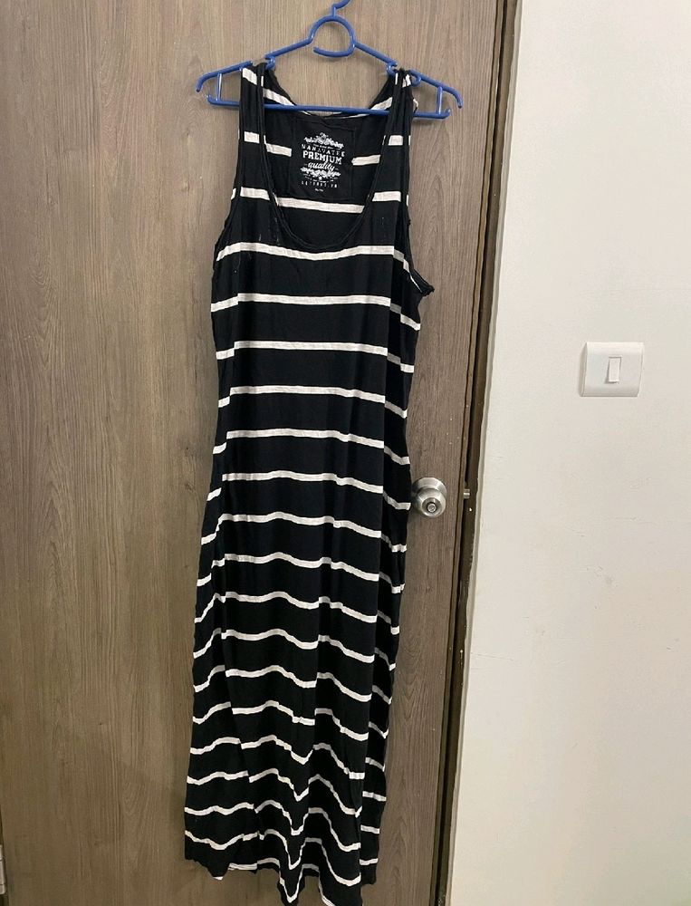 Women Black And White Stripe Dress