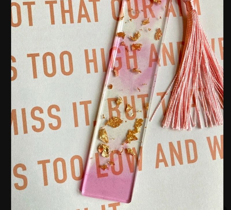 Resin Art Customized Bookmark In Pink Colour