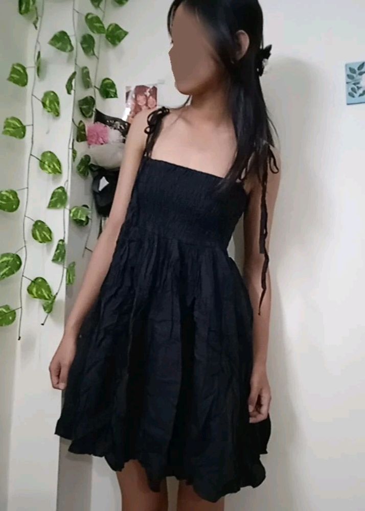 black laced up mini dress