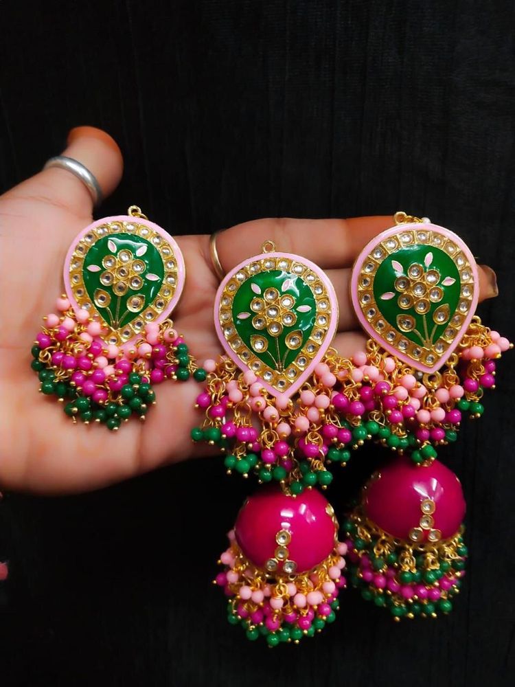 Enamel Earrings Tikka Set