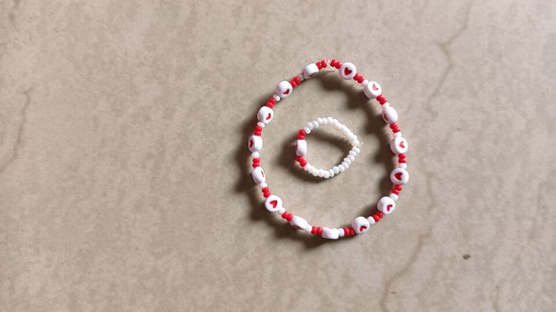 Heart Beads Bracelet & Ring