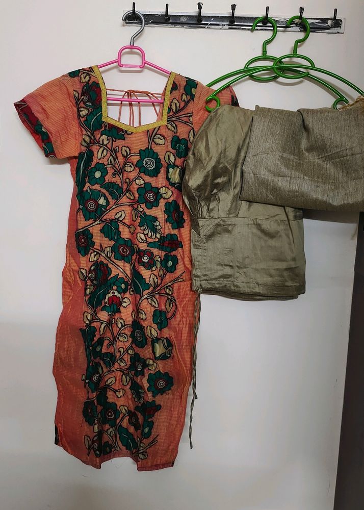 Silk Cotton Chudidar With Dupatta