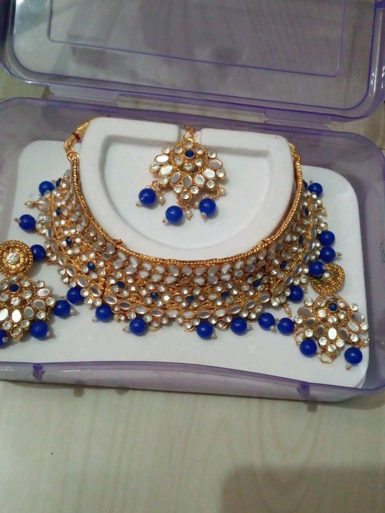 Golden And Blue Jewellery Set