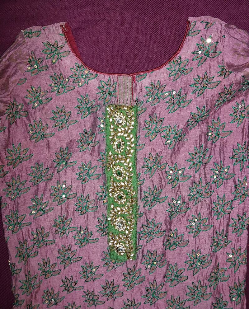 Flower Pattern Purple Kurti