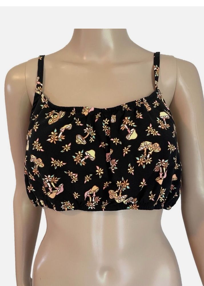 Black Printed Crop Top