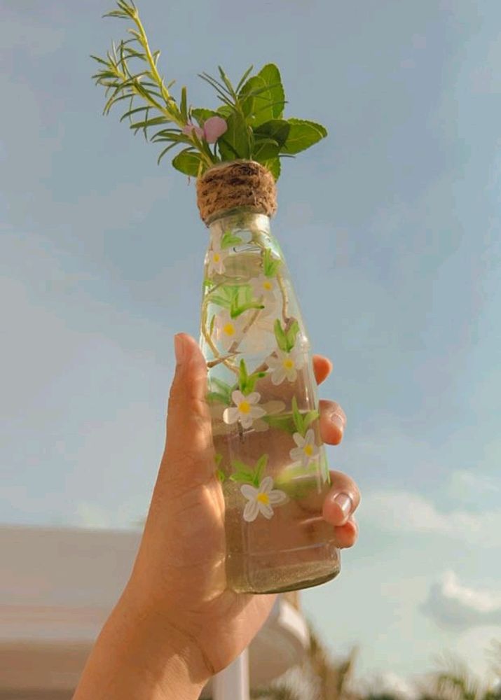 Aesthetic Flower Glass Bottle