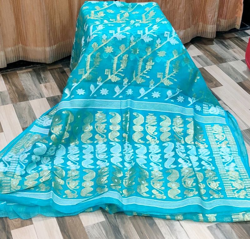 Firozi GOLDEN zari Pure Soft Jamdani Weaving