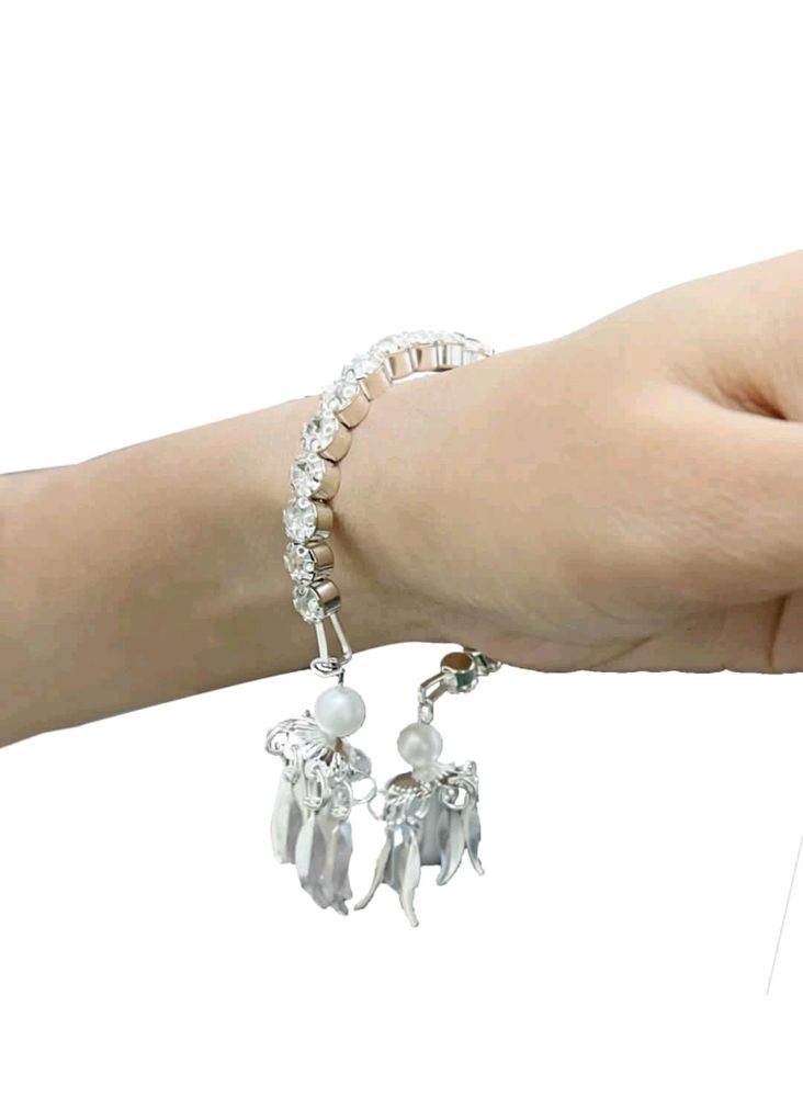 Latkan stone with bracelet silver colour