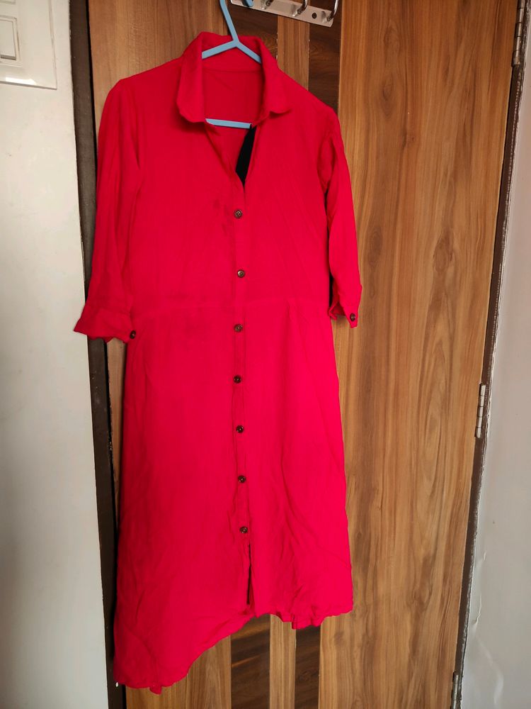 Pink Solid A-Line Kurta(Women's)