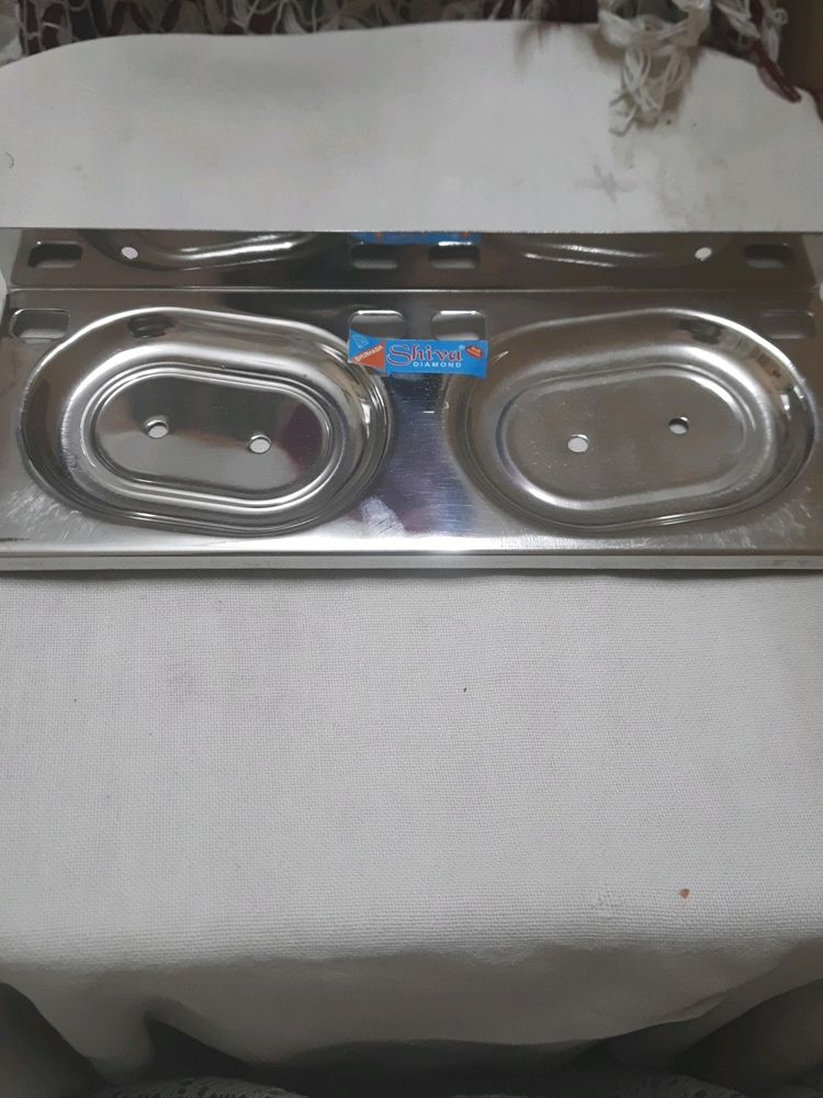 Steel Soap Dish With Two Compartments