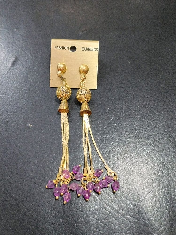 Golden Light Purple Earrings